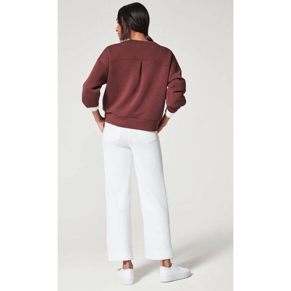 NWT SPANX Stretch Twill Cropped Wide Leg Pant Classic White 20312R Size XL - Picture 2 of 12